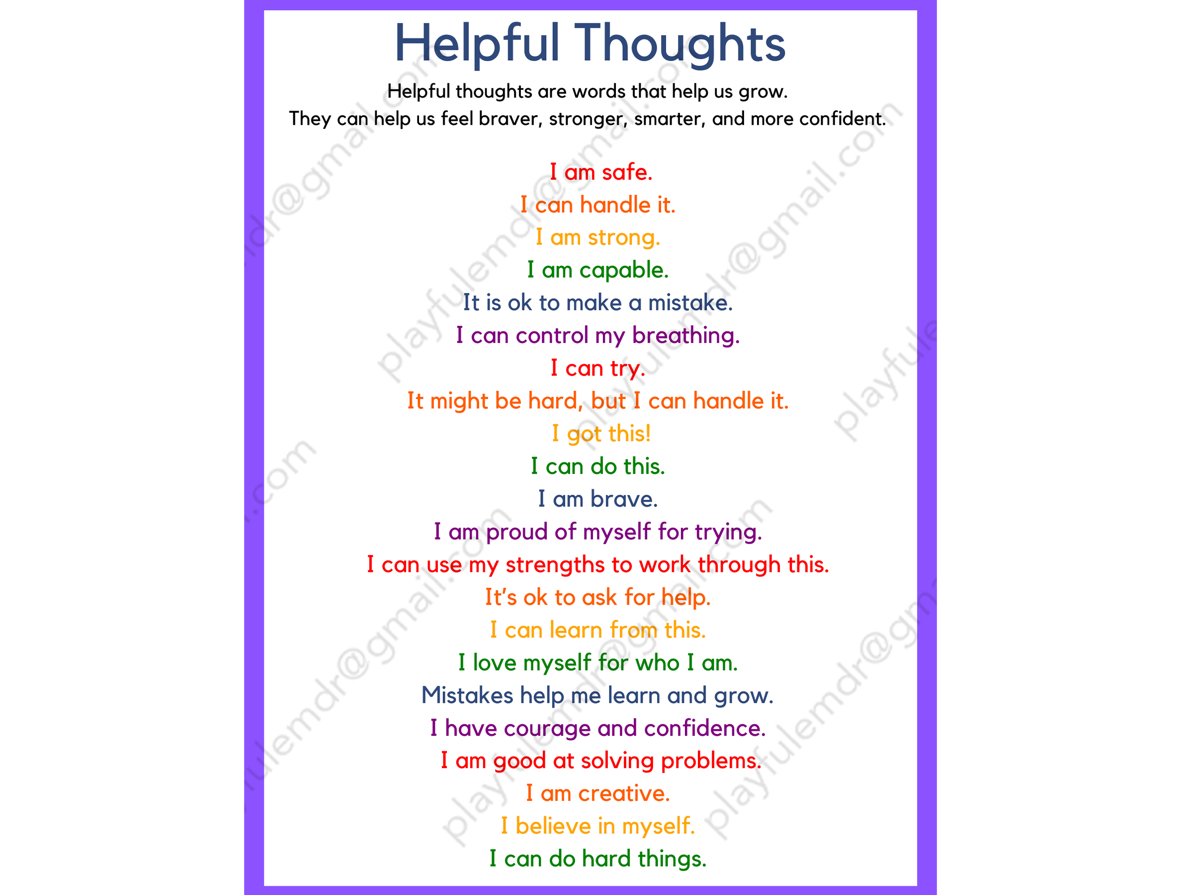 Positive Cognitions for Kids: Helpful Thoughts