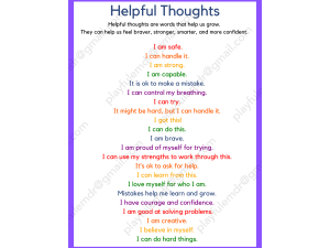 Positive Cognitions for Kids: Helpful Thoughts